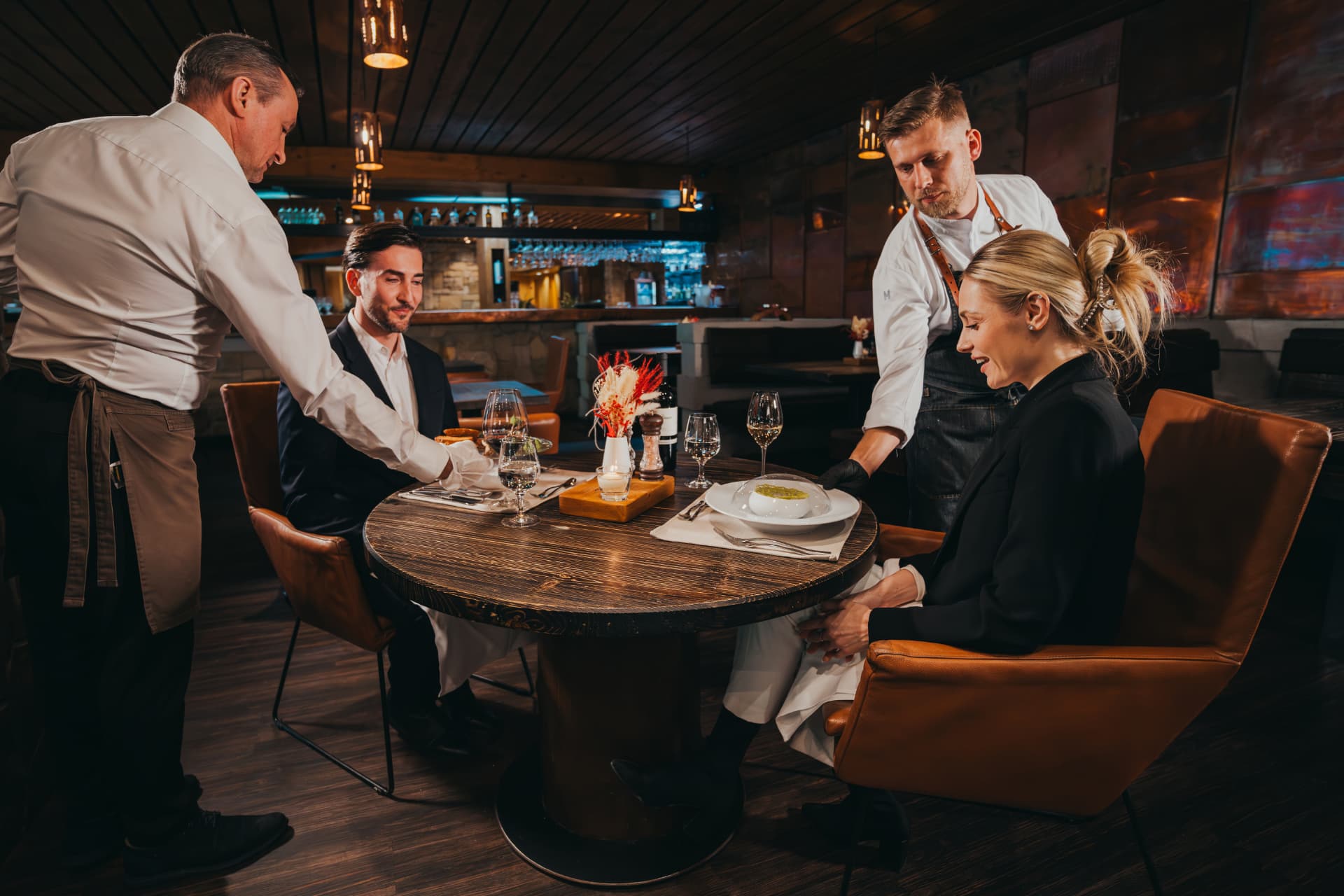 Fine dining in the hotel restaurant